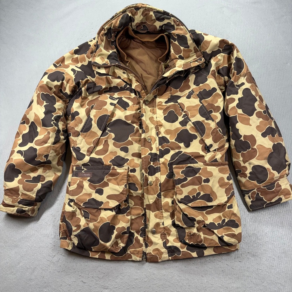 Columbia Parka Mens M Brown Camo Omni-Tech Waterproof Hunting Jacket